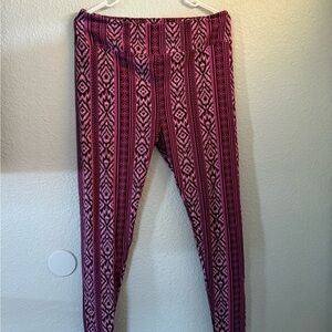 LuLaRoe Pink and Black Geometric Leggings